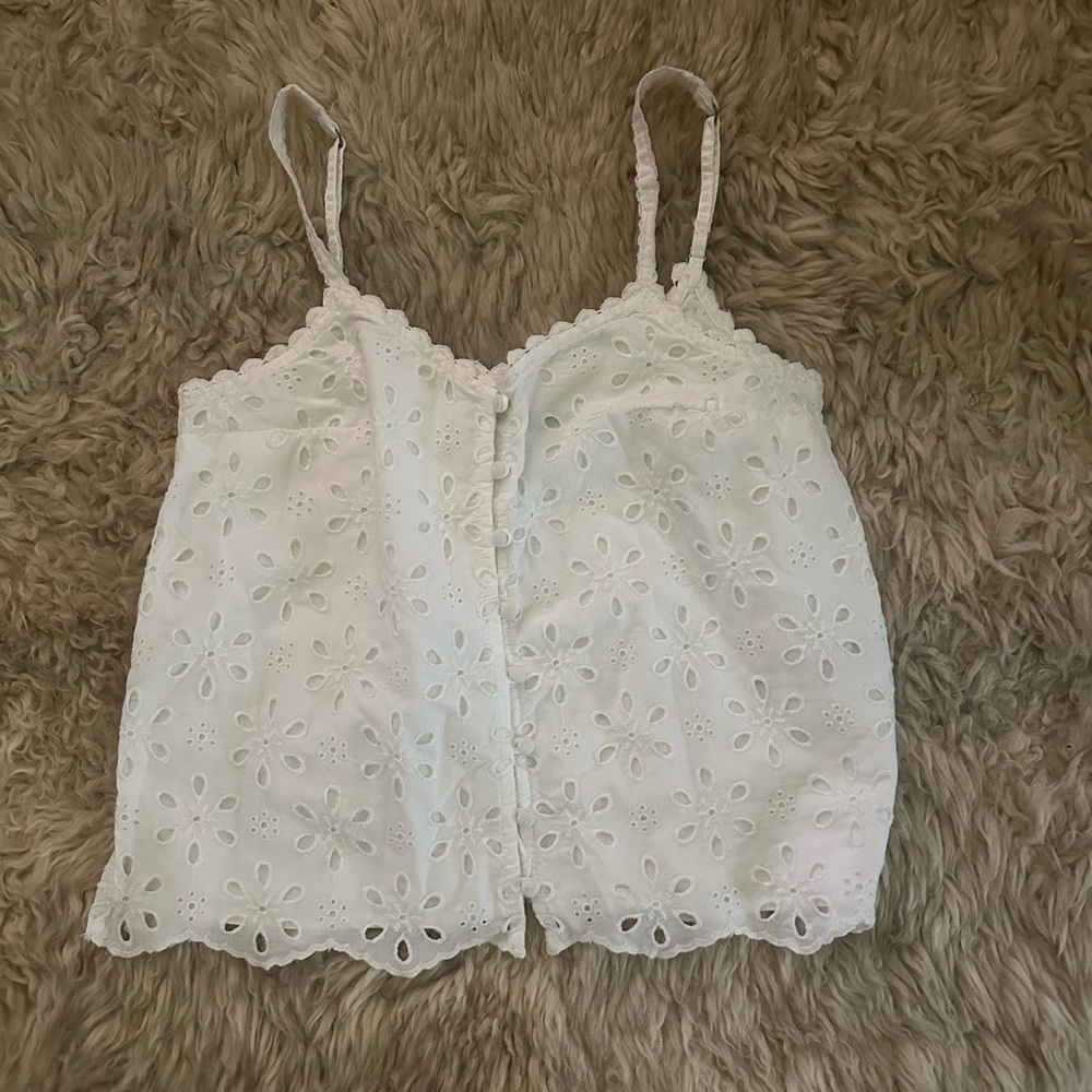 Abercrombie & Fitch Cream Cropped Buttoned Camisole